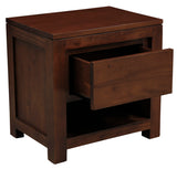 Amsterdam Solid Mahogany Timber 1 Drawer Bedside Table (Mahogany) - Front View