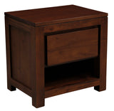 Amsterdam Solid Mahogany Timber 1 Drawer Bedside Table (Mahogany) - Side View