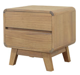 Providence 2 Drawer Bedside Table (Natural) - Front View