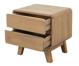 Providence 2 Drawer Bedside Table (Natural) - Side View