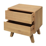 Providence 2 Drawer Bedside Table (Natural) - Front View