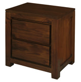 Amsterdam 2 Drawer Bedside Table (Mahogany) - Side View