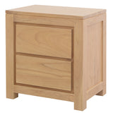 Amsterdam Solid White Cedar 2 Drawer Bedside (Natural) - Front View