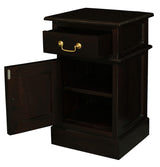 Tasmania 1 Solid Door 1 Drawer Bedside (Chocolate) - Front View