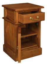 Tasmania 1 Solid Door 1 Drawer Bedside (Light Pecan) - Front View