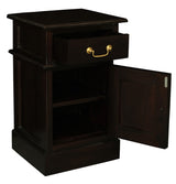 Tasmania 1 Solid Door 1 Drawer Bedside (Chocolate) - Front View