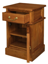 Tasmania 1 Solid Door 1 Drawer Bedside (Light Pecan) - Front View