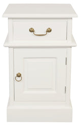 Tasmania 1 Solid Door 1 Drawer Bedside (White) - Side View
