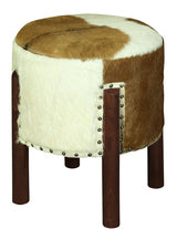 Heritage Genuine Goat Hide Ottoman/Footstool - Front View