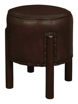 Heritage Genuine Goat Leather Ottoman/Footstool - Front View