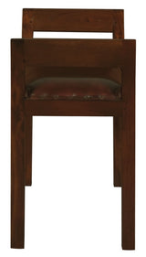 Wilson Genuine Leather Single Seater Stool/Bench (Mahogany) - Side View