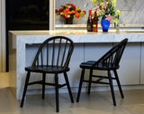 Vera Solid Oak Dining Chair - Set of 2 (Black) - 45-Degree Angle