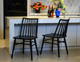 Riviera Solid Oak Dining Chair - Set of 2 (Black) - Front View