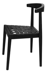 Elliot Leather Dining Chair (Black) - Side View