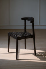 Elliot Leather Dining Chair (Black) - 45-Degree Angle