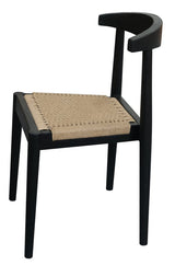 Arden Solid Oak Dining Chair with Loom (Black) - Front View