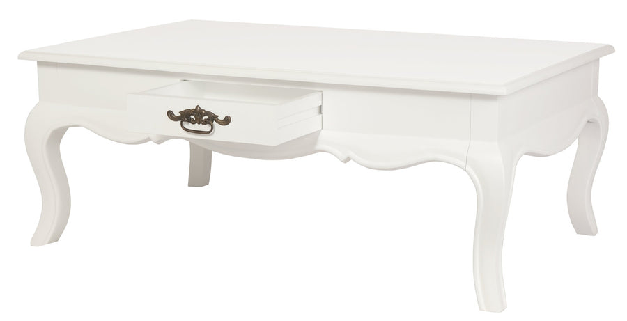 French Provincial 2 Drawer Coffee Table - White, image 2
