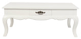 French Provincial 2 Drawer Coffee Table - White - Side View