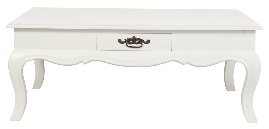 French Provincial 2 Drawer Coffee Table - White, image 3