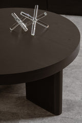 Apollo Round Solid Mindi Timber Coffe Table (Black) - Side View