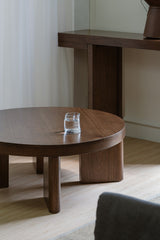 Apollo Round Solid Mindi Timber Coffe Table (Walnut) - Front View