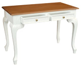 Queen Anne 2 Drawer Desk (White Caramel) - Front View