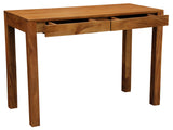 Amsterdam Solid Mahogany Timber 2 Drawer Desk (Light Pecan) - Front View