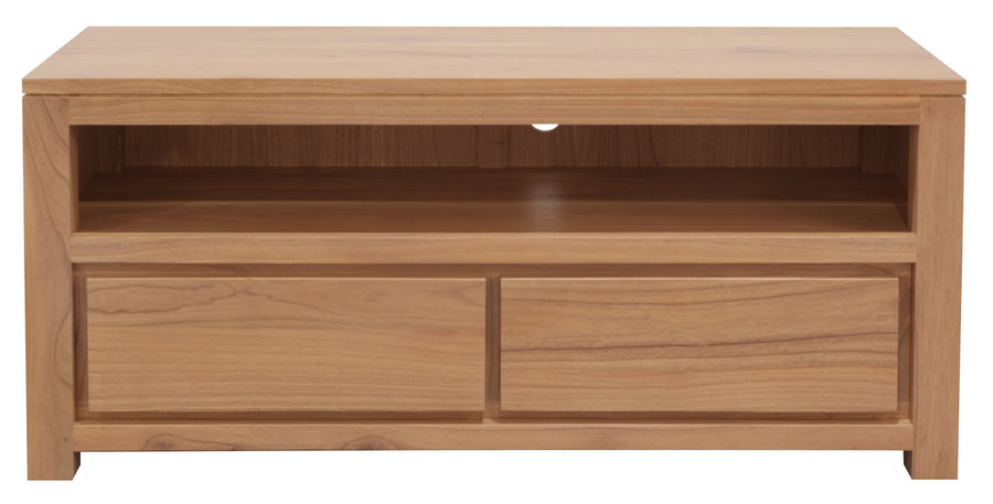 Amsterdam 2 Drawer Solid White Cedar Wood Entertainment Unit (Natural)