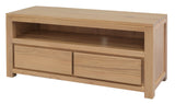 Amsterdam 2 Drawer Solid White Cedar Wood Entertainment Unit (Natural) - Front View