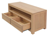 Amsterdam 2 Drawer Solid White Cedar Wood Entertainment Unit (Natural) - Side View
