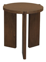 Apollo Round Solid Timber Side Table (Walnut) - Front View