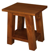 Tokyo Solid Mahogany Timber Lamp Table (Light Pecan) - Front View