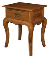 French Provincial 1 Drawer Lamp Table (Light Pecan) - Side View