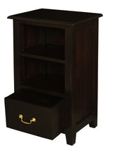Tasmania 1 Drawer Solid Mahogany Timber Lamp Table (Chocolate) - Front View