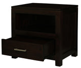 Paris 1 Drawer Solid Mahogany Timber Lamp Table (Chocolate) - Front View