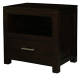 Paris 1 Drawer Solid Mahogany Timber Lamp Table (Chocolate) - Side View
