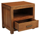 Paris 1 Drawer Solid Mahogany Timber Lamp Table (Light Pecan) - Front View