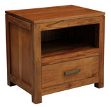 Paris 1 Drawer Solid Mahogany Timber Lamp Table (Light Pecan) - Side View