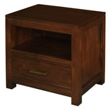 Paris 1 Drawer Solid Mahogany Timber Lamp Table (Mahogany) - Front View