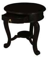 Round Cabriole Leg 1 Drawer Lamp Table (Chocolate) - Front View