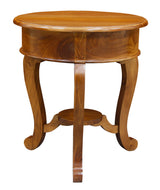 Round Cabriole Leg 1 Drawer Lamp Table (Light Pecan) - Top-Down View