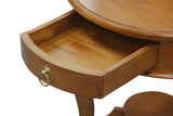 Round Cabriole Leg 1 Drawer Lamp Table (Light Pecan) - 45-Degree Angle