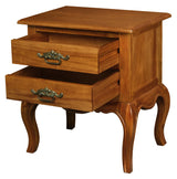 French Provincial 2 Drawer Side Table (Light Pecan) - Front View