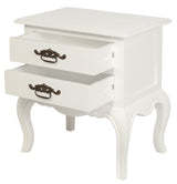 French Provincial 2 Drawer Side Table (White) - Front View