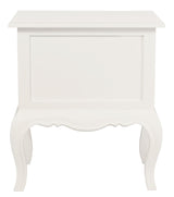 French Provincial 2 Drawer Side Table (White) - Side View