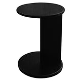 Brentwood Round Solid Timber Lamp Table (Black) - Front View
