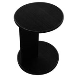 Brentwood Round Solid Timber Lamp Table (Black) - Side View
