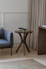 Gatsby Round Side Table - Small (Walnut) - Side View