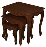 Queen Ann Nest of Table Set of 3 (Mahogany) - Front View