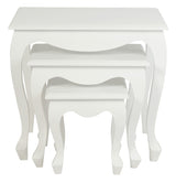 Queen Ann Nest of Table Set of 3 (White) - Front View